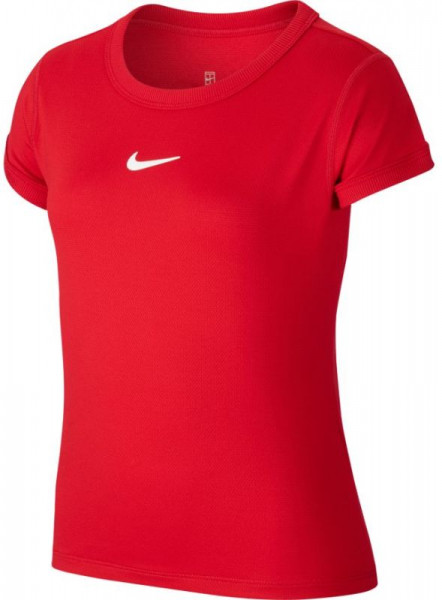 Koszulka dziewczęca Nike Court G Dry Top SS - gym red/white