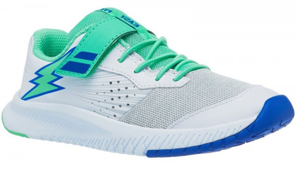 Jugend-Tennisschuhe Babolat Pulsion All Court Kid - white/biscary green