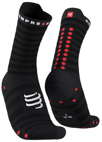 Chaussettes de tennis Compressport Pro Racing Socks v4.0 Ultralight Run High 1P - black/red