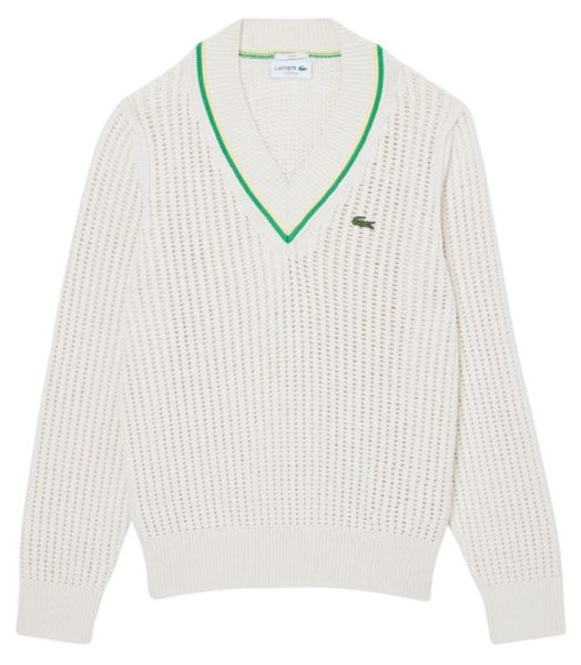 Men's Jumper Lacoste V Neck Striped Tennis - Beige