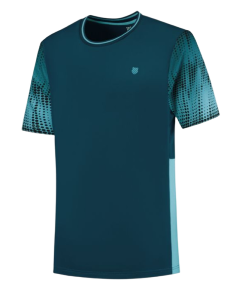 Herren Tennis-T-Shirt K-Swiss Tac Hypercourt Print Crew 3 - blue opal