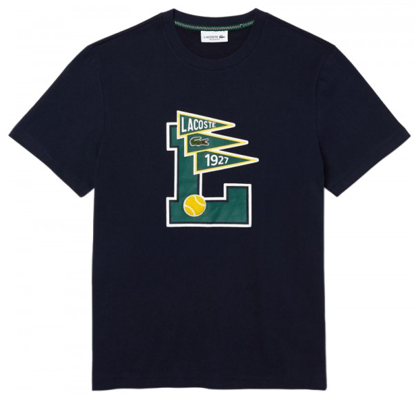 T-shirt pour hommes Lacoste Crew Neck Pennants L Badge Cotton T-Shirt M - navy