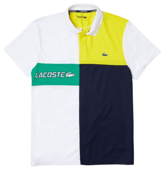  Lacoste Men's SPORT Branded Piqué Polo Shirt - white/yellow/navy blue/green/white