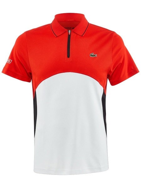 Lacoste Men's Lacoste SPORT Ultra-Dry Piqué Zip Tennis Polo Shirt -  red/white/black | Tennis Zone | Tennis Shop