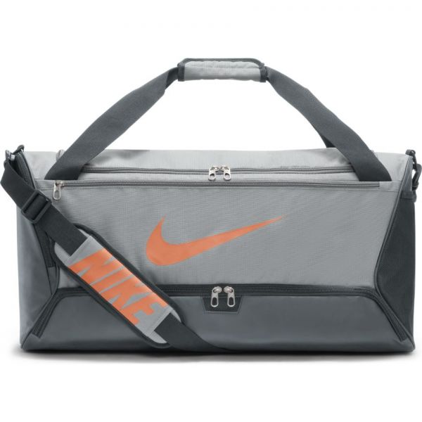 Sportska torba Nike Brasilia 9.5 Training Duffel Bag - light smoke grey/smoke grey/orange trance