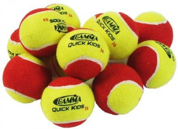 Junioren-Tennisbälle Gamma Quick Kids 36' red Bag 12B
