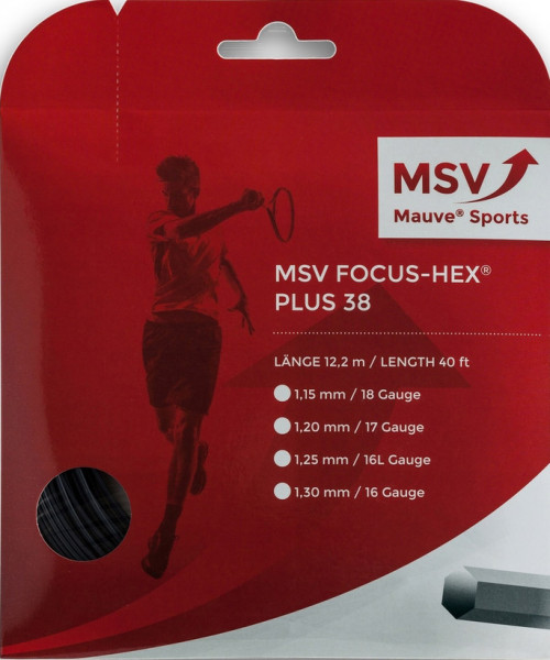 Tenisz húr MSV Focus Hex Plus 38 (12 m) - black