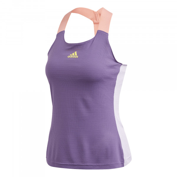 Damen Tennistop Adidas Women Y-Tank Heat Ready - tech purple/shock yellow