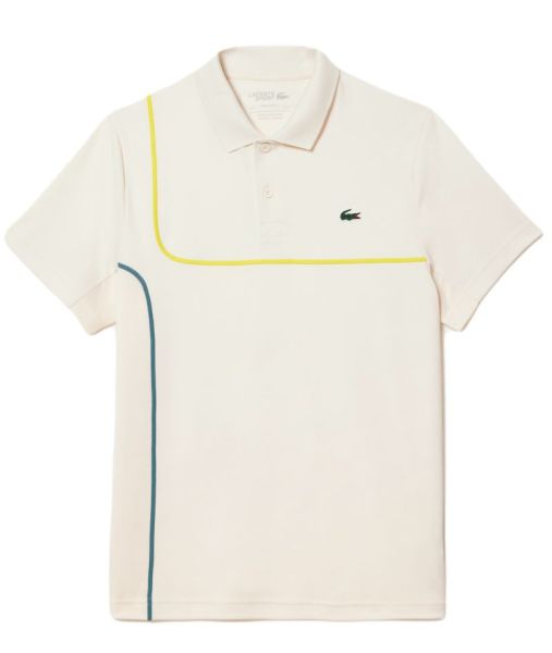 Herren Tennispoloshirt Lacoste Sport Tennis Piped Technical Piqué Polo - cream white