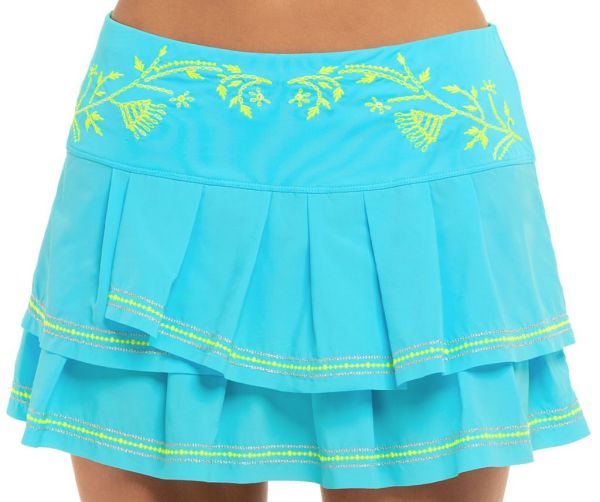 Damska spódniczka tenisowa Lucky in Love Embroidery Floral Stitch Pleat Tier Skirt - sky