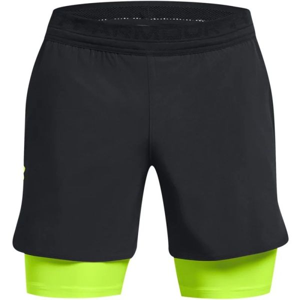 Shorts de tennis pour hommes Under Armour Men's UA Vanish Elite 2in1 Shorts - black/high vis yellow