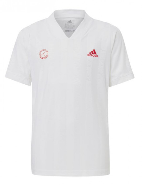 Koszulka chłopięca Adidas Freelift Tee E - white/scarlet