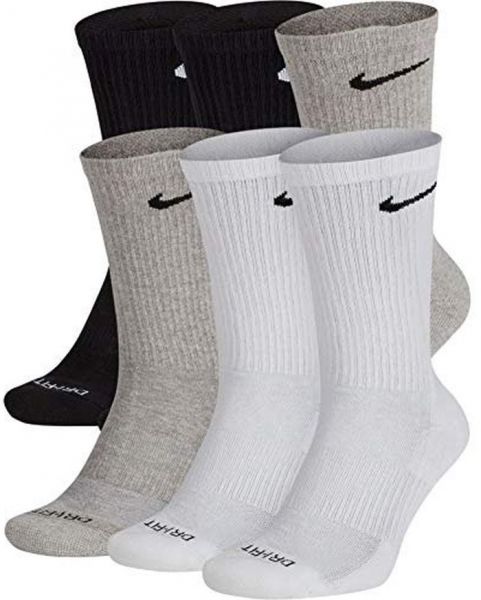 Tennisesokid  Nike Everyday Plus Cushion Crew Socks 6P - white/gray/black