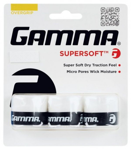 Tenisa overgripu Gamma Supersoft white 3P