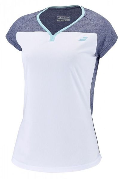 Damen T-Shirt Babolat Play Cap Sleeve Top Women - white/blue heather