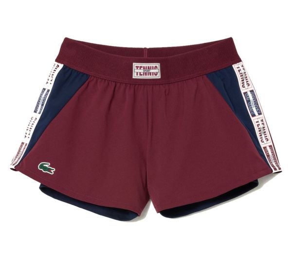 Shorts de tennis pour femmes Lacoste Recycled Fabric Lined Shorts - bordeux