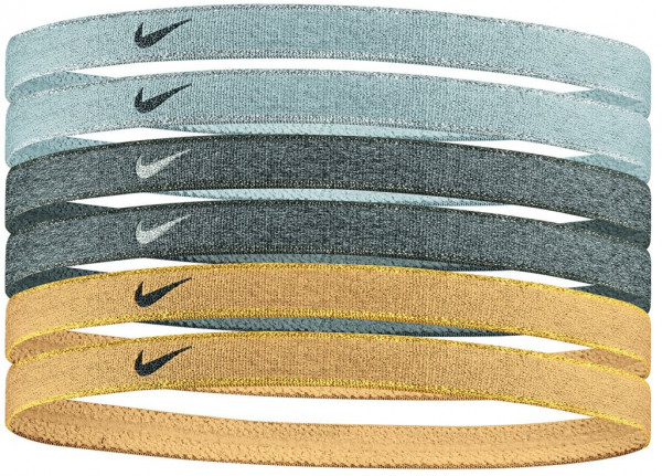 Fascia per la testa Nike Swoosh Sport Headbands 6P - wolf grey/black/club gold/metalic gold