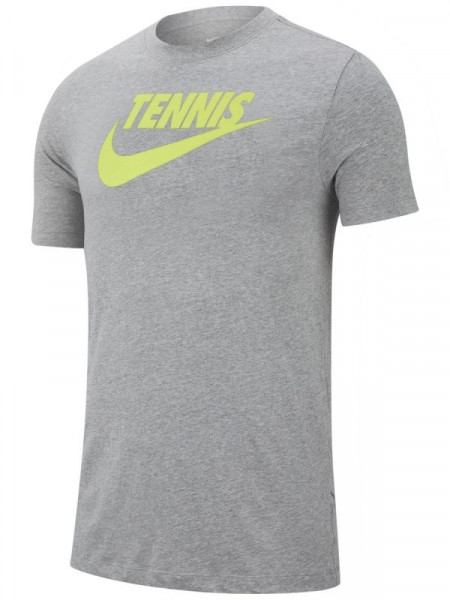  Nike Court Tee Tennis GFX - dark grey heather/volt