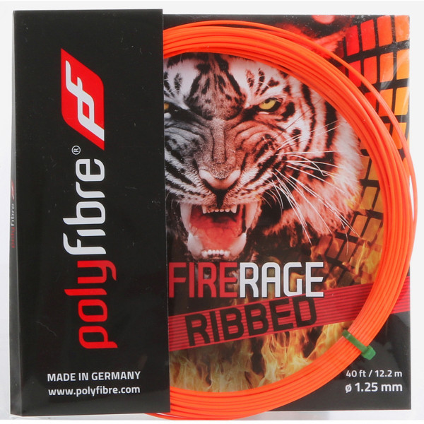 Tenisz húr Polyfibre Fire Rage Ribbed (12,2 m) - orange
