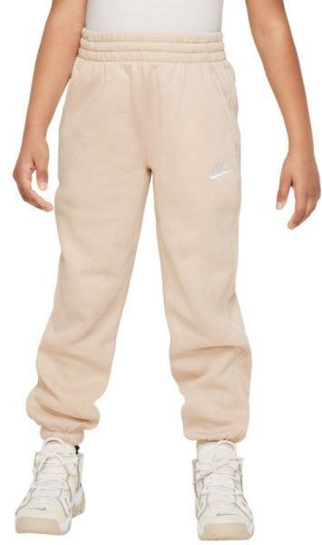 Spodnie dziewczęce Nike Kids Sportswear Club Fleece Loose - Beżowy