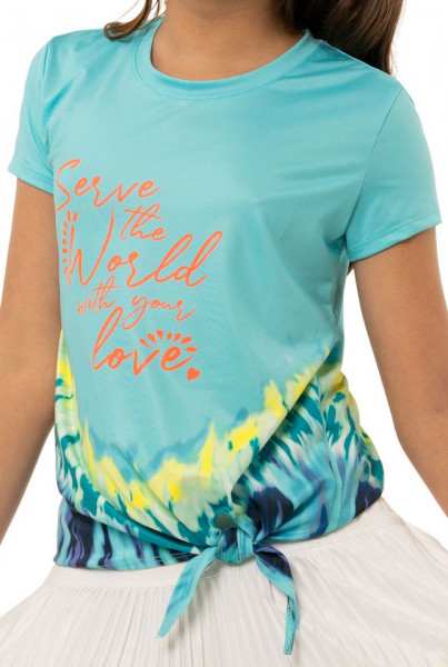 Majica kratkih rukava za djevojčice Lucky in Love Girls Peace Out Serve With Love Tee - opal