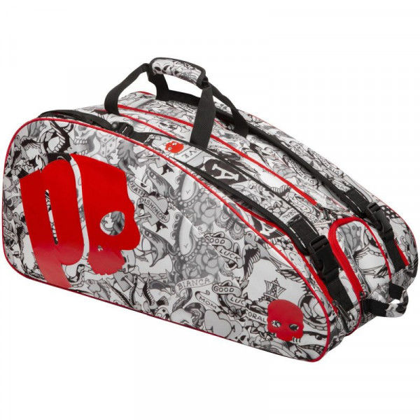 Tenisz táska Prince By Hydrogen Tattoo Racquet Bag - black/white/red