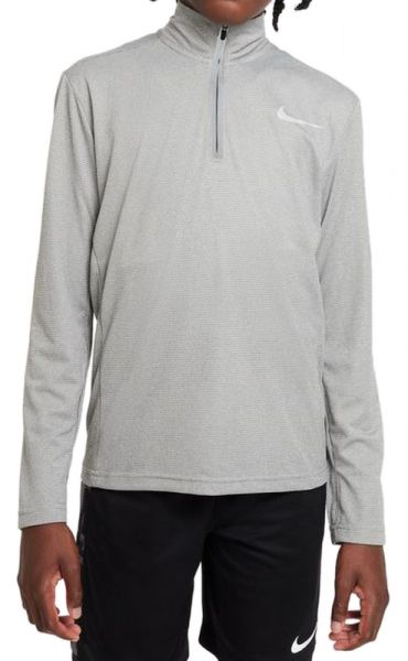 T-krekls zēniem Nike Dri-Fit Poly+ 1/4 Zip - carbon heather/reflective silver