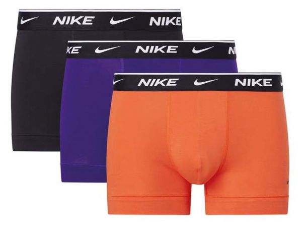 Męskie bokserki sportowe Nike Everyday Cotton Stretch Trunk 3P - electro purple/team orange/black