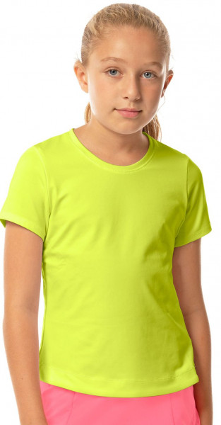 Girls' T-shirt Lucky in Love Core Dynamic High-Low S/S Girls - neon yellow