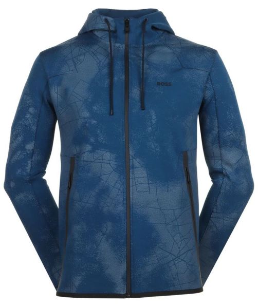 Pánske mikiny BOSS Zip-Up With Decorative Reflective Artwork - Modrý