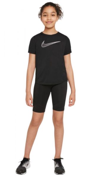 Marškinėliai mergaitėms Nike Dri-Fit One SS Top GX G - black/white