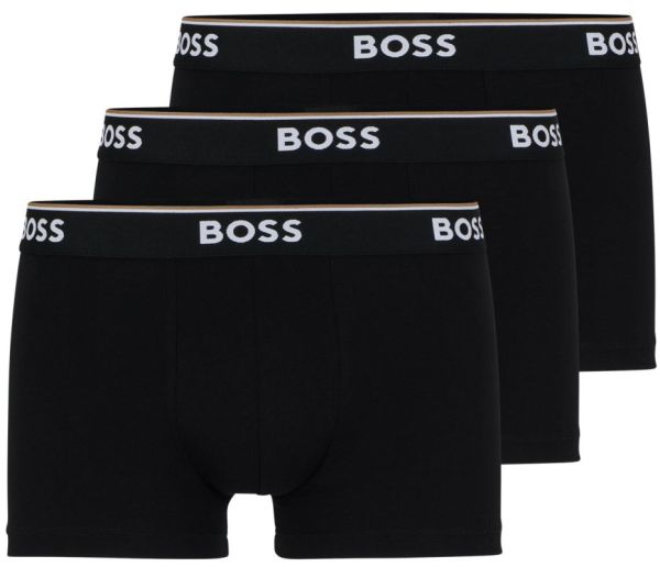 Pánske boxerky BOSS x Matteo Berrettini Stretch-Cotton Trunks With Logo Waistbands 3P - black