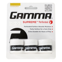 Tenisa overgripu Gamma Supreme Perforated 3P - white