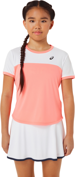 Tüdrukute T-särk Asics Tennis Short Sleeve Top - guava/brilliant white
