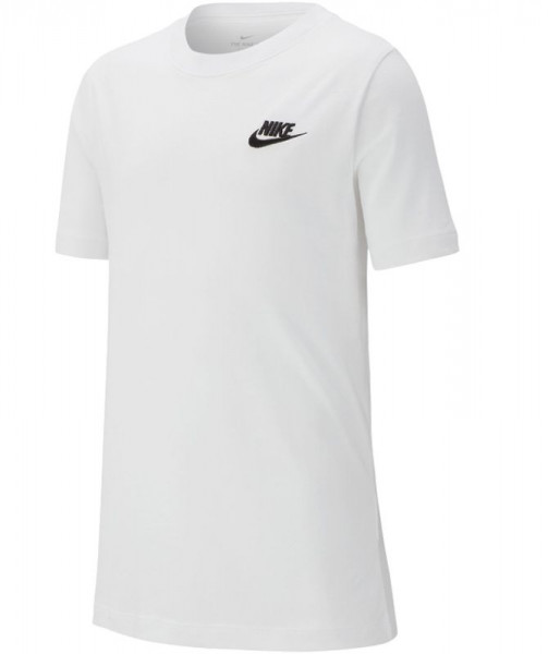 Koszulka chłopięca Nike NSW Tee Embedded Futura B - white/black