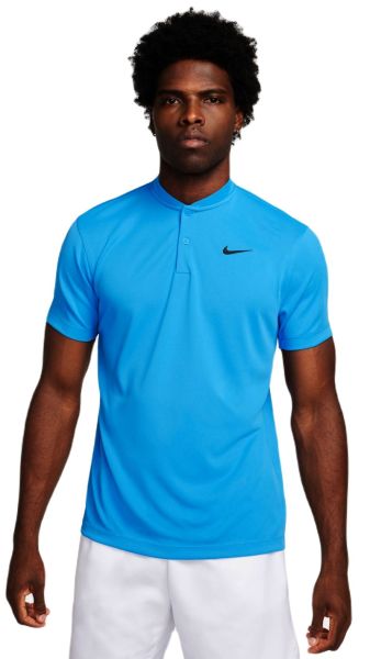 Herren Tennispoloshirt Nike Court Dri-Fit Blade Solid Polo - Blau, Schwarz