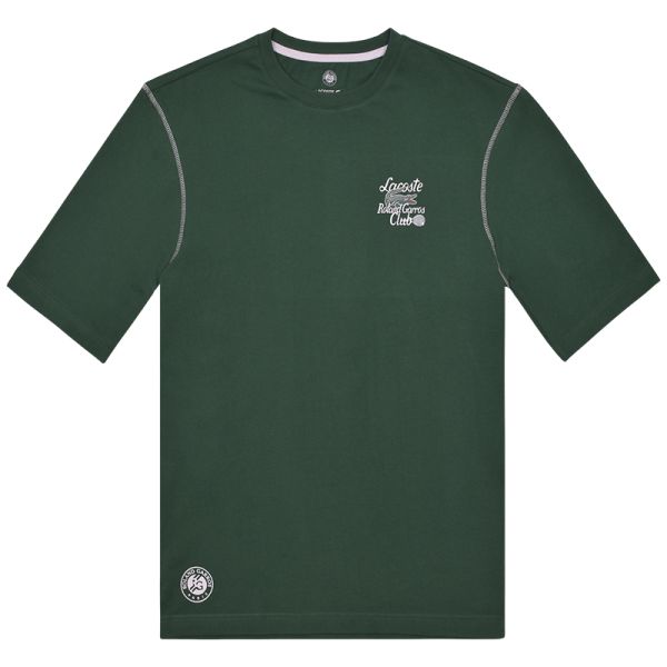 Herren Tennis-T-Shirt Lacoste Sport Roland Garros Club Edition Logo T-Shirt - green