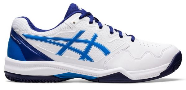 Vīriešiem tenisa apavi Asics Gel-Dedicate 7 Clay - white/electric blue