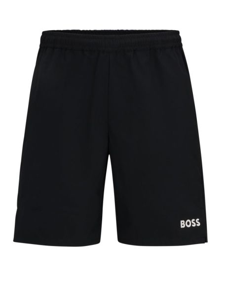 Men's shorts BOSS Stretch-Poplin Shorts with Contrast Logo - black