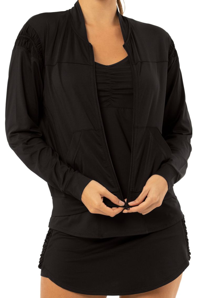 Lucky in Love Macramé Core Bomber Jacket Women - black Lucky in Love Macramé Core Bomber Jacket Women - black