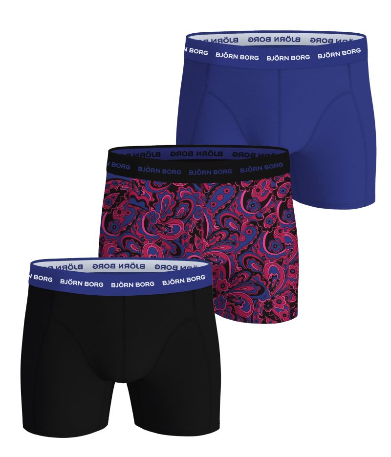 Björn Borg Cotton Stretch 3P - blue/print/black Björn Borg Cotton Stretch 3P - blue/print/black