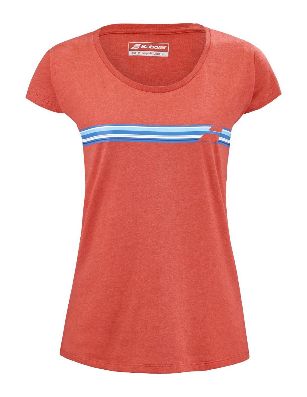 Babolat Exercise Stripes Tee W - poppy red heather