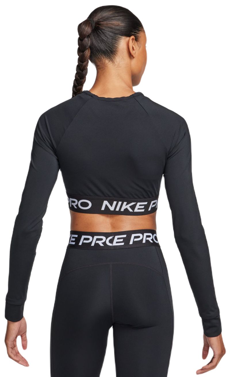 AURORA_FV5484-010_PHSFM001-2000 Nike Pro 365 Dri-Fit Cropped Long-Sleeve Top - black/white