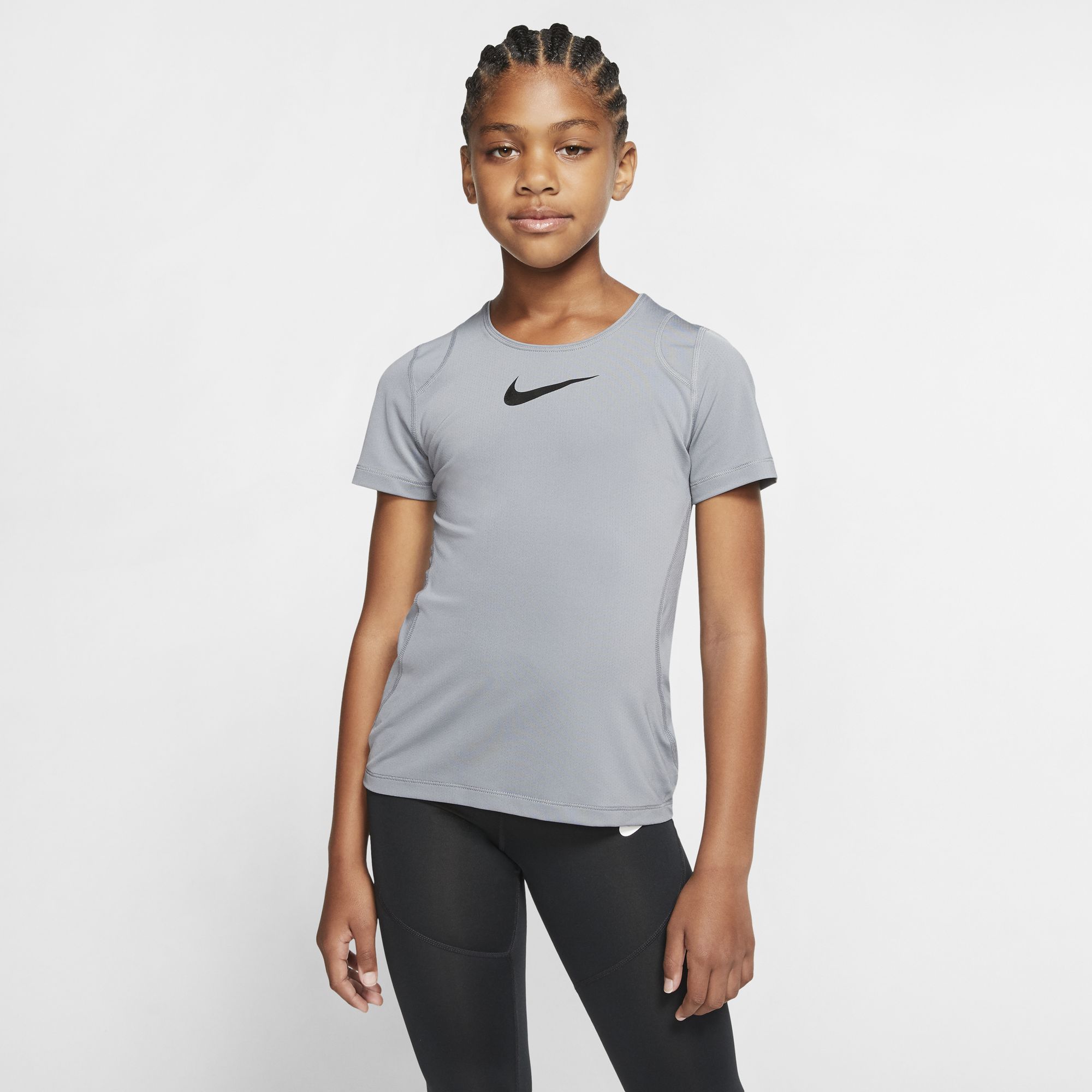 Nike Pro Top SS - cool grey/black