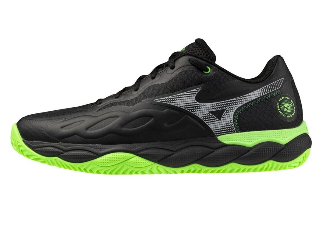 Mizuno Wave Enforce Court Padel - black/foliage green/glowing