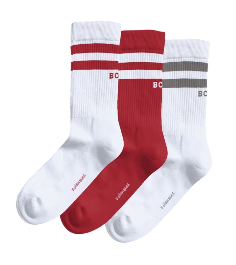 Björn Borg Classic Crew 3P - white/red Björn Borg Classic Crew 3P - white/red