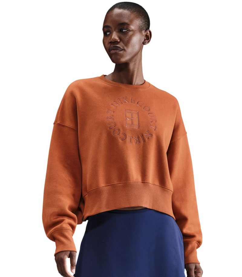 Nike Court Heritage Phoenix Fleece Over Oversized Crew Neck - dark russet/cinnamon