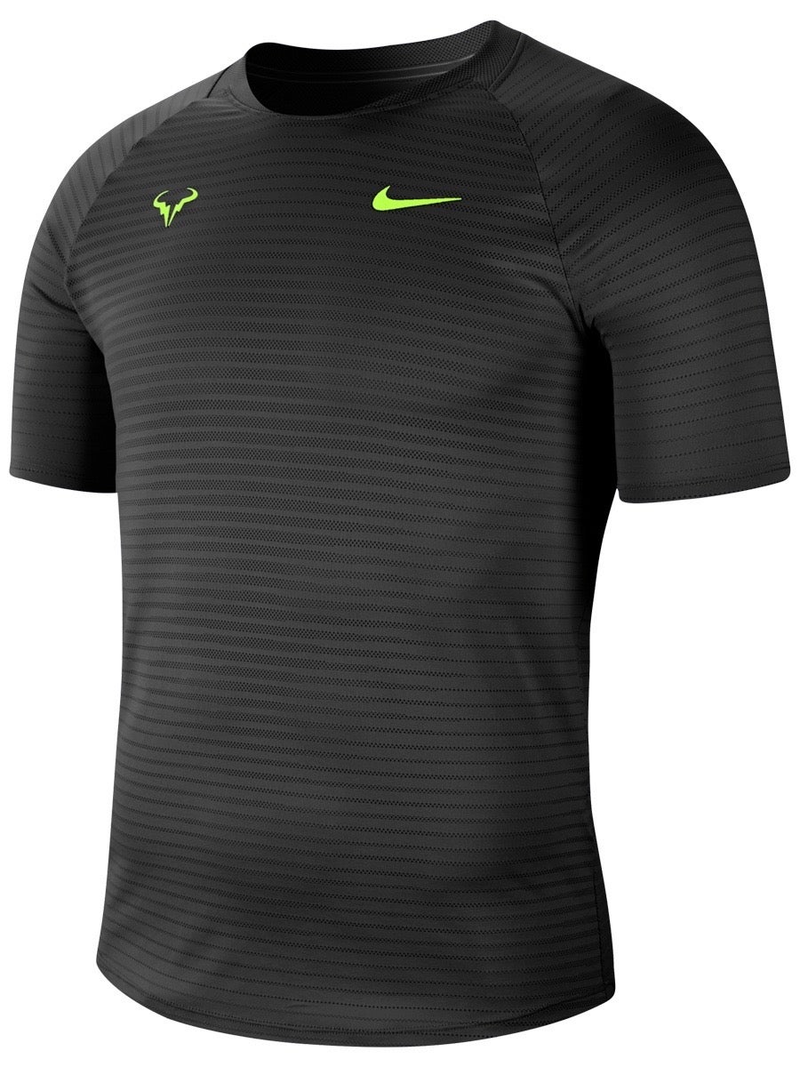 Nike Court Rafa Aeroreact Top SS Slam - black/volt Nike Court Rafa Aeroreact Top SS Slam - black/volt