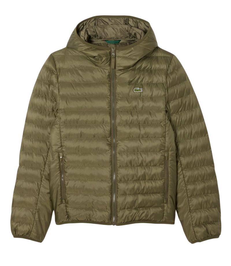 Lacoste Water-Repellent Quilted Puffed - khaki green