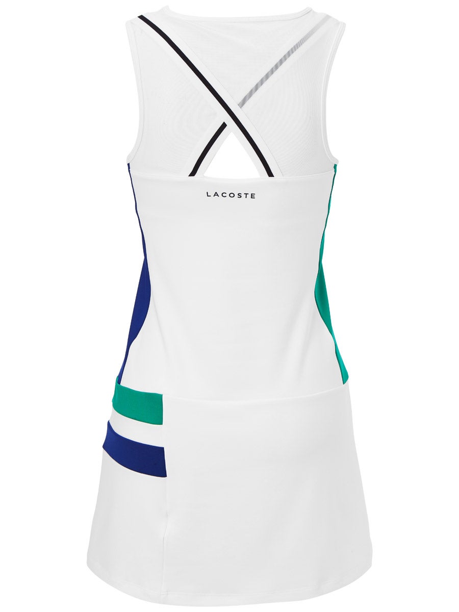 Lacoste Women’s SPORT Breathable Stretch Tennis Dress - white/black/green/blue